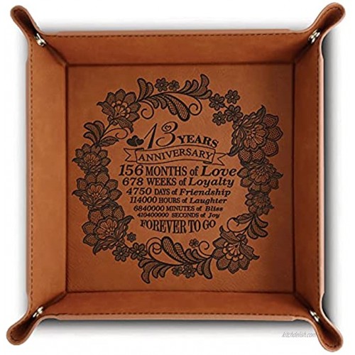 Bella Busta-13 Years Traditional Lace Engraved Art Work Design for 13th Anniversary-Engraved Leatherette Valet Tray Rawhide