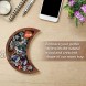 Crescent Moon Tray Crystal Tray Display for Moon Stones & Essential Oils Wooden Rustic Decorative Stone Dish Holder Gothic Decor Centerpiece Jewelry Plate Bowl 5.9 X 2.95 Inches Walnut Wood