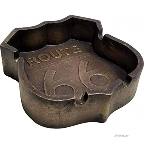 DWK Smokes for The Road Collectible Classic Route 66 Highway Decorative Ash Tray Smoking Accessory Mechanic Garage Den Home Décor Accent Antique Bronze Finish 4.5-inch