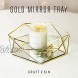 Gold Mirror Tray | Gold Tray Decorative Tray | Perfume Tray for Dresser | Mirror Tray for Perfume | Jewelry Organizer Tray | Vanity Trays for Dressers | Hexagonal Decor Tray Decor with Non-Slip Base