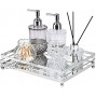 Gurfuy Decorative Mirror Tray Perfume Vanity Jewelry Tray Makeup Tray for Dresser Bathroom Bedroom Sliver