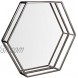 Hexagon Glossy Black Metal and Mirrored Decorative Glass Tray Vanity Mirror Catchall bar Tray Perfect Storage Serving Tray for All Occasions Glossy Black 13.813.82.2 inch