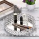 Hipiwe Crystal Make up Tray Mirror Perfume Tray Bathroom Storage Tray Jewelry Trinket Tray Vanity Cosmetic Organizer Tray Home Decor Tray Birthday Gift for Women and Girls Round 9.8 Inch