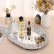 Hipiwe Crystal Vanity Tray Mirrored Dresser Perfume Trays for Makeup Tray Cosmetic Skin Care Storage Jewelry Trinket Organizer Tray for Bathroom Countertop Home Decor