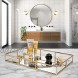 Houseables Mirrored Tray Decorative Countertop Organizer Gold 16 x 9 Ornate Vanity Décor Bathroom Accessories Perfume Plate Jewelry Box Makeup Holder Coffee Table Catchall Brass