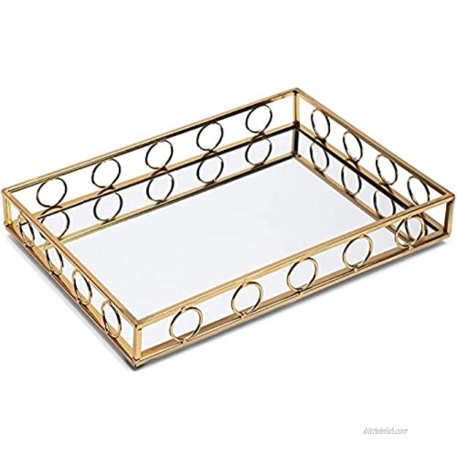 Juvale Gold Metal Mirror Tray 15 x 11 x 2 Inches