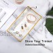 MoKo Jewelry Dish Tray Decorative Ceramic Jewelry Ring Dish Trinket Tray with Gold Trim Decorative Home Décor for Bathroom Bedroom Office Living Room Table-Top Countertop Organization White Marble