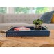 Montecito Home Decorative Coffee Table Tray Ottoman Tray Breakfast Drinks Liquor Serving Platter from Farmhouse to Modern Matte Finish Champagne Gold Handles Twilight Blue