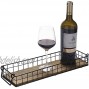 MyGift Rustic Burnt Brown Wood Rectangular Serving Display Basket Style Tray with Vintage Metal Wire Frame and Handles