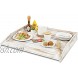 MyGift Shabby Whitewashed Solid Wood Jumbo Sized Stove Top Cover and Countertop Tray Noodle Board with Cutout Handles