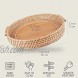 PROJECT DLIGHT Coffee Table Tray Round Bamboo Rattan Woven Serving Tray with Handles Wicker Decorative Tray for Boho Home Decor 11.8 inch Diameter  30 cm