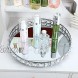 ShunMi Mirrored Crystal Vanity Makeup Tray Organizer Cosmetic Perfume Bottle Tray Decorative Tray Home Deco Dresser Skin Care Tray Storage Silver Round