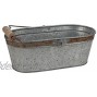Stonebriar Small Aged Galvanized Metal Oval Bucket with Rust Trim and Wooden Handle 12