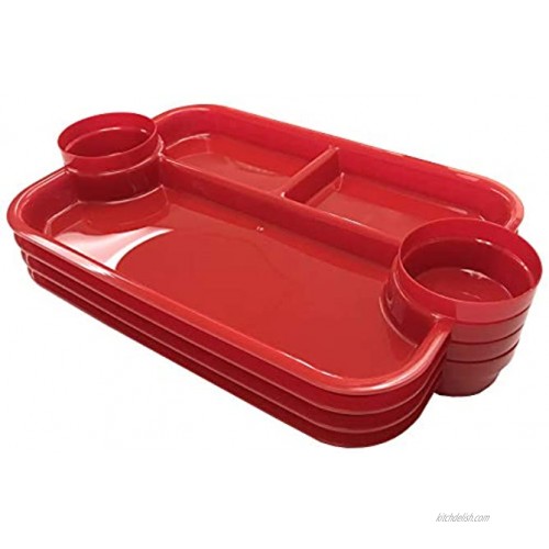 The Party Dipper Party Tray Party Plates Innovative Multi-Use Versatile Convenient for a Party Events Catering School Home Made in USA Pack of 4 Red