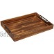 The Teal Fern Ottoman Tray with Coasters–Rectangular Wooden Farmhouse Serving Tray W  Handles -Rustic Brown-Perfect For Breakfast In Bed,Charcuterie Board,Picnic,Home Decor -20”L x14”W x2.36”H FurWood