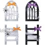 Tradder Halloween Wooden Tiered Tray Decoration Rustic Cathedral Arch Window Sign Black and White Farmhouse Small Window and Ladder Halloween Decor Set for Home Halloween Party Decoration 4 Pieces