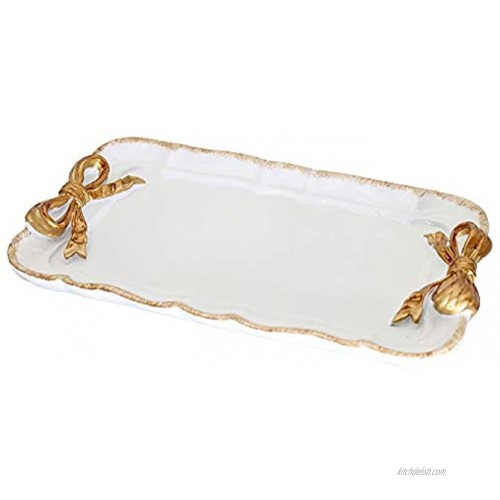 Vintage Decorative Tray Towel Tray Storage Tray Dish Plate Fruit Trays Rings Chain Bracelets Earrings Trays Cosmetics Jewelry Organizer Retro Design Bow-Knot Resin Plate White