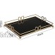 Vixdonos Rectangular Decorative Mirror Tray Black Vanity Tray with Gold Metal Frame for Perfume Bottle,Large Size 15.5 X 11.2 X2.5