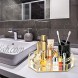 YIMODO Glass Make up Tray Mirror Gold Tray Large Perfume Glass Tray Metal Makeup Decorative Tray Octagon Mirrored Jewelry Tray Organizer for Vanity,Bathroom,Dressing Table