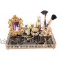 Zosenley Makeup Organizer Tray Decorative Glass Vanity Tray for Perfume Makeup Jewelry and Decor Rectangular Cosmetic Storage for Dresser Counter and Coffee Table Golden Black Marbling