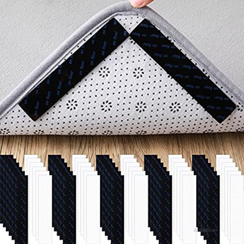42 Packs Rug Grippers Washable Non-Slip Corner Carpet Gripper Reusable Double Sided Anti Curling Rug Pad Stoppers for Hardwood Floors Tile and Area Rugs