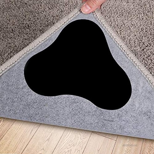 chuciine Rug Gripper 10 Pcs Double Sided Anti Curling Non Slip Reusable Rug Pad Keep Your Rug in Place & Make Corner Flat Washable Rug Tape for Hardwood Floors Carpets Floor Mats Black（Upgrade）
