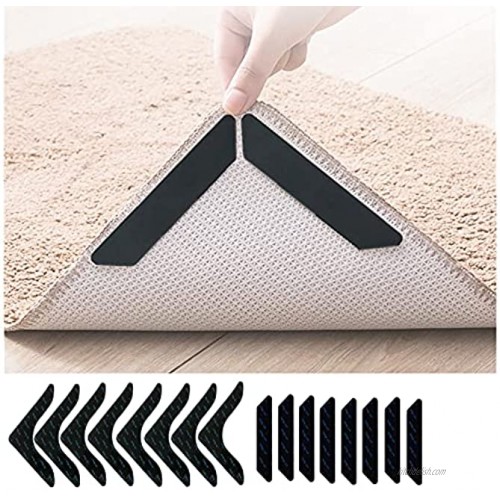 Lucpetk Rug Grippers 16 PCS Non Slip Rug Pad Double Sided Reusable Washable Removable Anti Curling Corner Side Carpet Gripper for Hardwood Floors Tile Floors Area Rugs Floor Mats