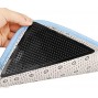 Prudiut 8 PCS Carpet Tape Black Washable Rug Gripper Anti Curling Rug Tape Non Slip Rug Corner Pads for Tile Floors Hardwood Floors