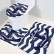 3-Piece Bath Rug and Mat Sets Chevron Ripple Zig Zag Navy Blue and White Nautical Anchor Non-Slip Bathroom Doormat Runner Rugs Toilet Seat Cover U-Shaped Toilet Floor Mat