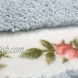 Abreeze Floral Rose Bathroom Rugs Set 2 Piece,Microfiber Bath Shower Mat and U-Shaped Toilet Rug Non-Skid Absorbent Shaggy Toilet Floor Rug,Blue