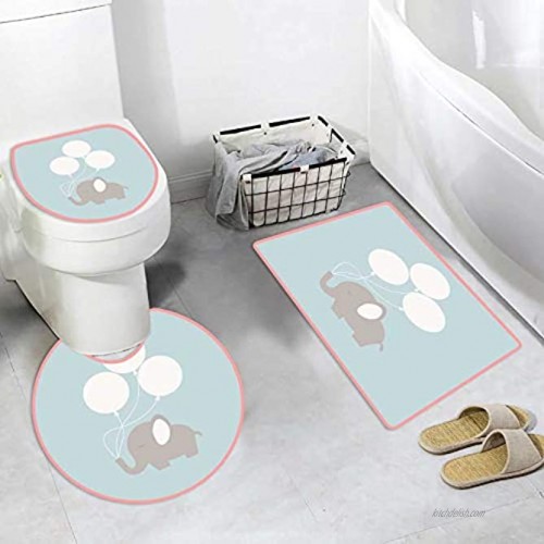 Bathroom Rugs Little Baby Elephant with Big Balloons Baby Shower Card Isolated Baby Elephant on Background Flat Style Vector Illustration Carpet Floor Mats Absorbent Water Dry Fast Machine-Washable