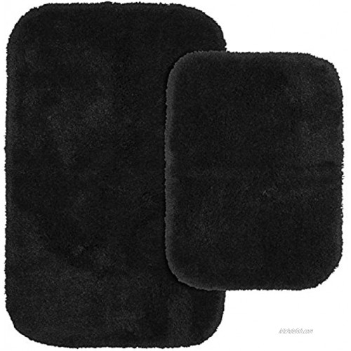 Garland Rug 2-Piece Finest Luxury Ultra Plush Washable Nylon Bathroom Rug Set Black