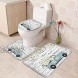 OneHoney 3-Piece Bath Rug and Mat Sets Fram Fresh Daisy and Vintage Truck Non-Slip Bathroom Decor Doormat Runner Rugs U-Shaped Toilet Floor Mats Toilet Seat Cover Wood Texture