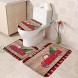 OneHoney 3-Piece Bath Rug and Mat Sets Merry Christmas Tree Red Truck Bathroom Doormat Non-Slip Floor Rugs Toilet Seat Cover U-Shaped Toilet Entrance Mat,Farm Wood Plank with Buffalo Plaid