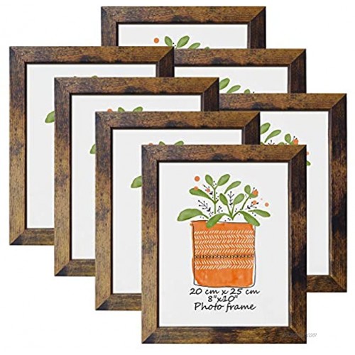 8x10 Picture Frame Rustic Brown Frames Fits 8 by 10 Inch Prints Wall Tabletop Display 7 Pack