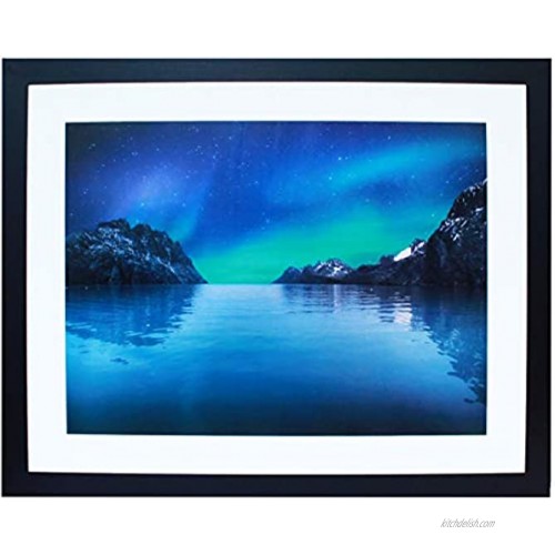 Black 22x28 Gallery Poster Frame with 18x24 Mat Wide Molding Includes Attached Vertical and Horizontal Hanging Hardware Crystal Clear Plexiglass Front Display 22 x 28 Inch Picture or Art