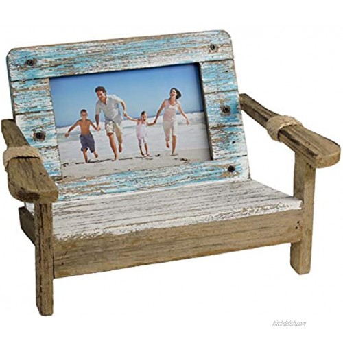 EXCELLO GLOBAL PRODUCTS Beach Chair Photo Frame: Holds 4x6 Horizontal Photo. Rustic Picture for Tabletop Display with Nautical Beach Themed Home Decor
