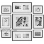 Gallery Perfect 9 Piece Black Photo Frame Gallery Wall Kit with Decorative Art Prints & Hanging Template