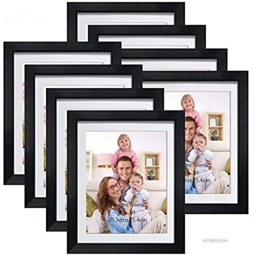Giftgarden 8x10 Picture Frame Black Matted to Display Multi 8 x 10' Photo with Mat for Wall or Tabletop Set of 8