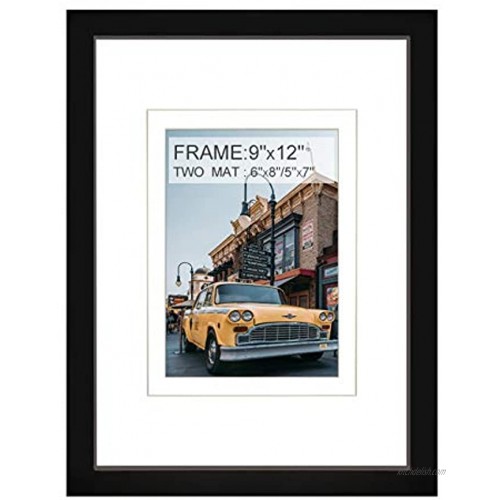 SAIPAISI Frames 9x12 Black Picture Frame Sized 6x8 5x7 Inch with Mat and 9x12 Inch Without Mat for Wall Mounting 1Pack
