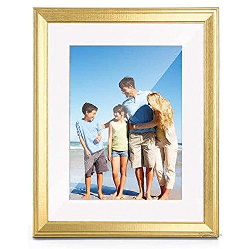 TWING Gold Picture Frame 11x14 Displays Pictures 8x10 with Mat or 11x14 without Mat Pre-Installed Contemporary Wall Mounting Photo Frame Certificate Frames Gifts for Father's Day Thanks Giving Day