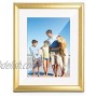 TWING Gold Picture Frame 11x14 Displays Pictures 8x10 with Mat or 11x14 without Mat Pre-Installed Contemporary Wall Mounting Photo Frame Certificate Frames Gifts for Father's Day Thanks Giving Day