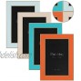 VIOLABBEY 4x6 Picture Frames Set of 4 Colorful Photo Frame of Modern Style High Definition Tempered Real Glass Wall Mounted or Tabletop Display Blue+Light Blue+Orange+Apricot