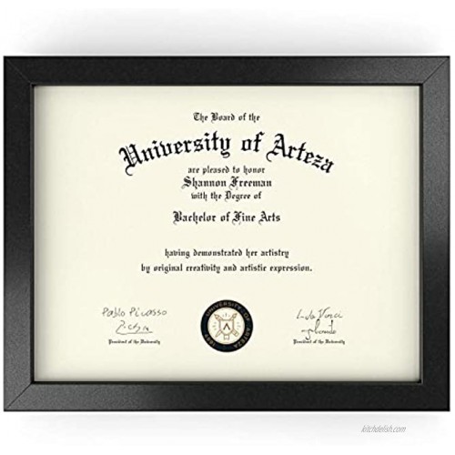 Arteza Document Frame 8.5 x 11 Award Plaque – Real Glass Front – Solid Wood Finish – Mounting Hooks for Certificate Display