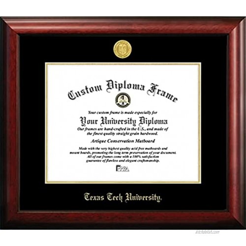 Campus Images TX960GED Texas Tech University Embossed Diploma Frame 11 x 14 Gold