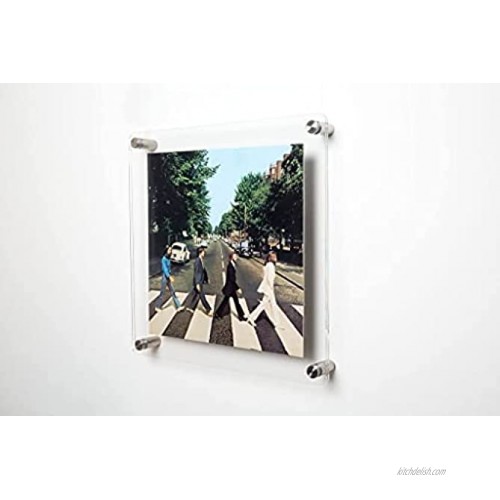 Clear Acrylic Wall Mount Floating Picture Frame for Document Certificate Sign Display -Double Panel Vinyl LP Album Cover Sleeves 13.2 x 13.4