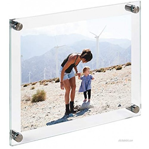 Clear Tempered Glass Floating Picture Frame 8.5 x 11 Inch A4 size Wall Mount or Hang Farmless Double Glass Photo Frame for Certificate Diploma Degree Art Full Size 9.5 x 12 Inch