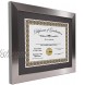 Creative Picture Frames 11” x 14” Stainless Steel Finish Diploma Frame with Black Mat to Hold 8.5 by 11-inch Graduation Documents w Stand and Wall Hanger