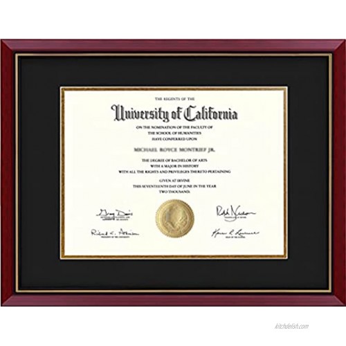 Diploma Frame UV Protected And Real Premium Wood Certificate Frame Size 11 x 14 With Mat Excellent Document Frame For Your Award