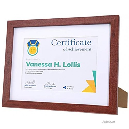 Document Frame for 8.5x11 Inch Diploma with Mat and 11x14 Inch Certificate Photo Artwork Achievements and Degree Mahagany w  White Mat 11x14